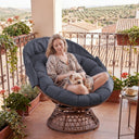 COMHOMA Oversized Papasan Chair with Sun Shade OT-CH01