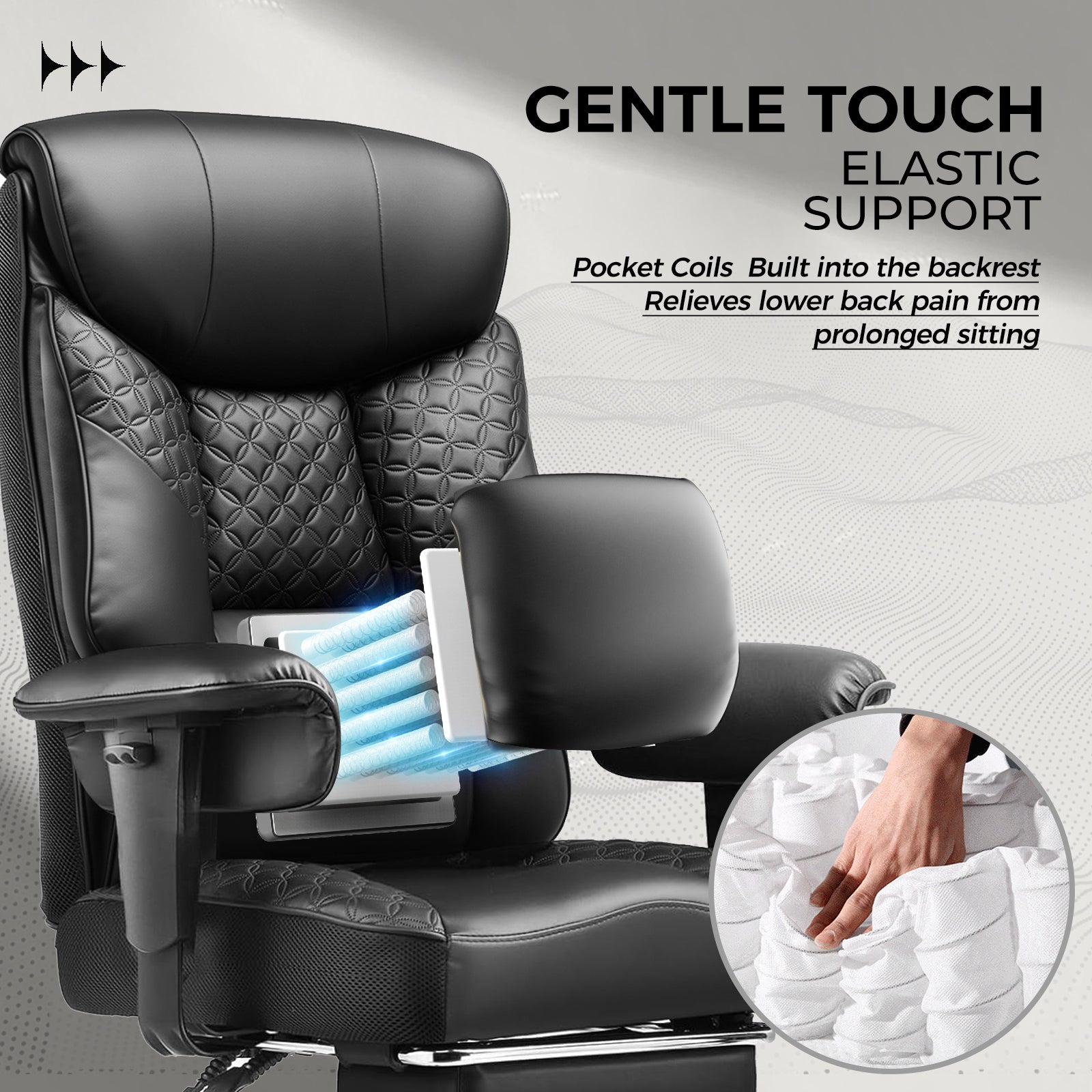 COMHOMA Big and Tall Office Chair 400lbs, 90°-150° Recline CH810