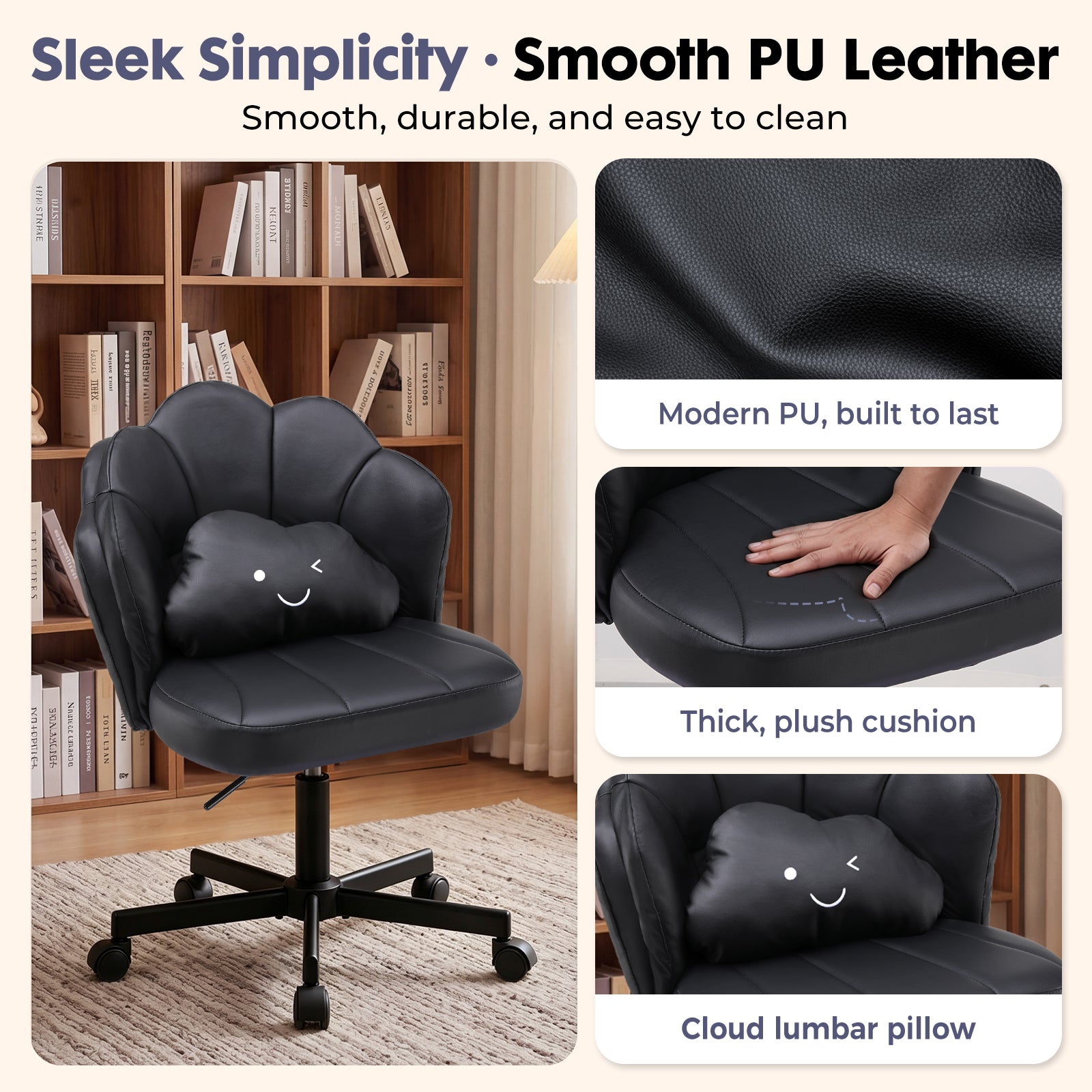 COMHOMA Petal Cute Vanity Chair, Height Adjustable CH718