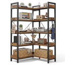 COMHOMA 5-Tier/6-Tier Corner Bookshelf, L-Shaped Metal Frame Shelf with Tall 14" Shelves HBOK1