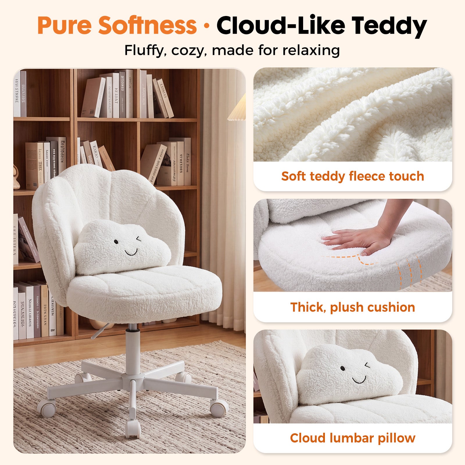 COMHOMA Petal Cute Vanity Chair, Height Adjustable CH718
