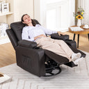 COMHOMA PU Massage Recliner with Swivel, Heat & Cup Holders H7134
