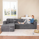 COMHOMA Modular Sectional Couch with L/R-Shape Chaise, Corduroy Upholstery & No Assembly Required B10