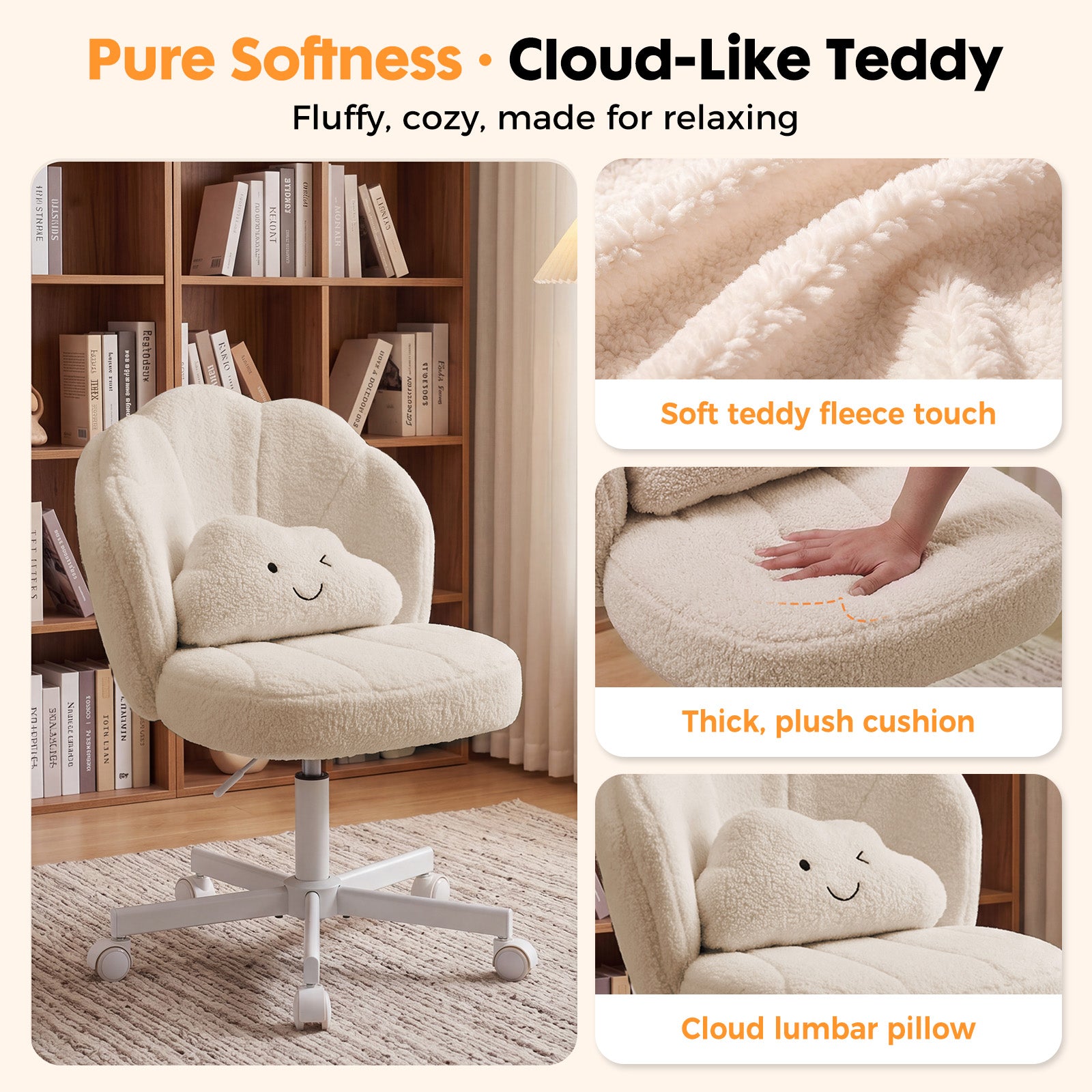COMHOMA Petal Cute Vanity Chair, Height Adjustable CH718