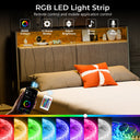 COMHOMA Bed Frame with 2 Storage Drawers & LED BF001