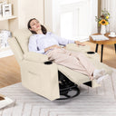 COMHOMA PU Massage Recliner with Swivel, Heat & Cup Holders H7134