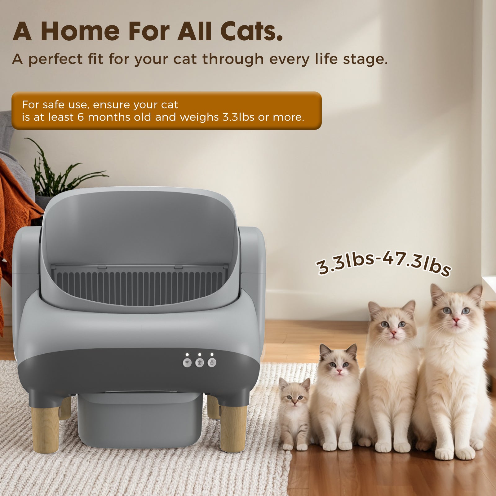COMHOMA® Self Cleaning | Open Top Cat Automatic Litter Box, APP Control and Weight Monitoring