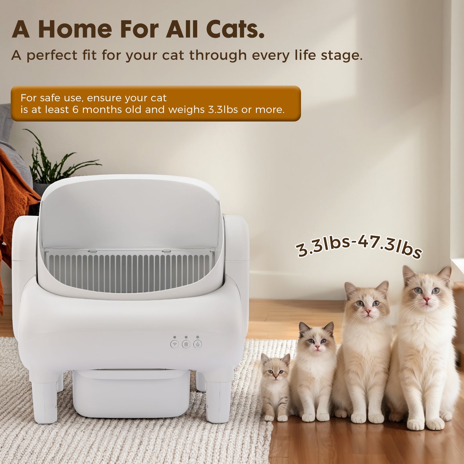 COMHOMA® Self Cleaning | Open Top Cat Automatic Litter Box, APP Control and Weight Monitoring