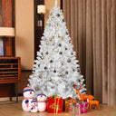 8ft White Christmas Tree with Memory Wire, 1430 Tips Hinged Artificial PVC Tree, Easy Assembly Holiday Xmas Tree for Indoor Decor (Ornaments Not Included)