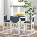 TOPMAX 3-Piece Wood Counter Height Drop Leaf  Dining Table Set with 2 Upholstered Dining Chairs for Small Place, White+Gray