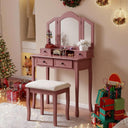 Sanlo Wooden Vanity Make Up Table and Stool Set, Rose Gold