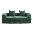 Floor Couch,Compression Sofa,Convertible Floor Sofa Bed-with Pillow Back Support Armrest,Comfy Futon Couch Lounge Sleeper Bed,Chenille fabric,for Living Room Bedroom (dark green)