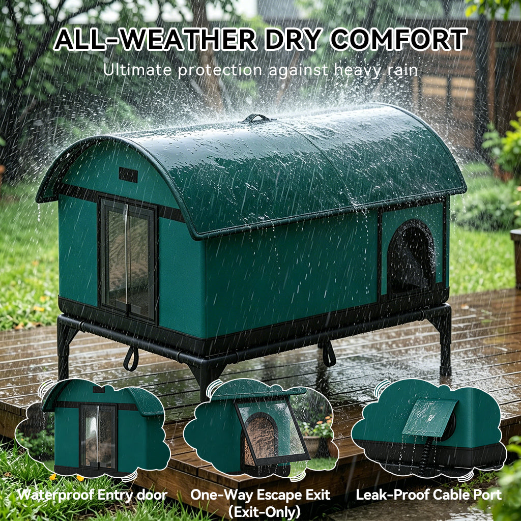 LUCKLIFE® Heated Outdoor Cat House, Weatherproof Shelter with Heating Pad, Winter Use PET06