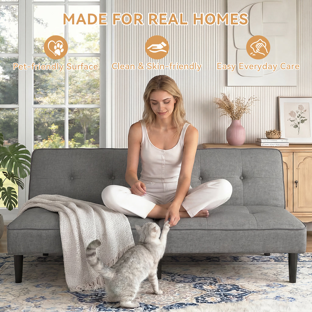 COMHOMA Futon Sofa Bed 67"x31.5" B010, Gray