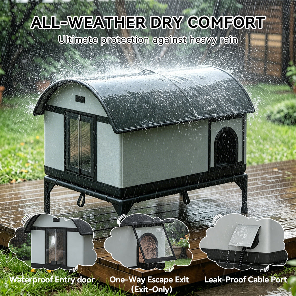 LUCKLIFE® Heated Outdoor Cat House, Weatherproof Shelter with Heating Pad, Winter Use PET06