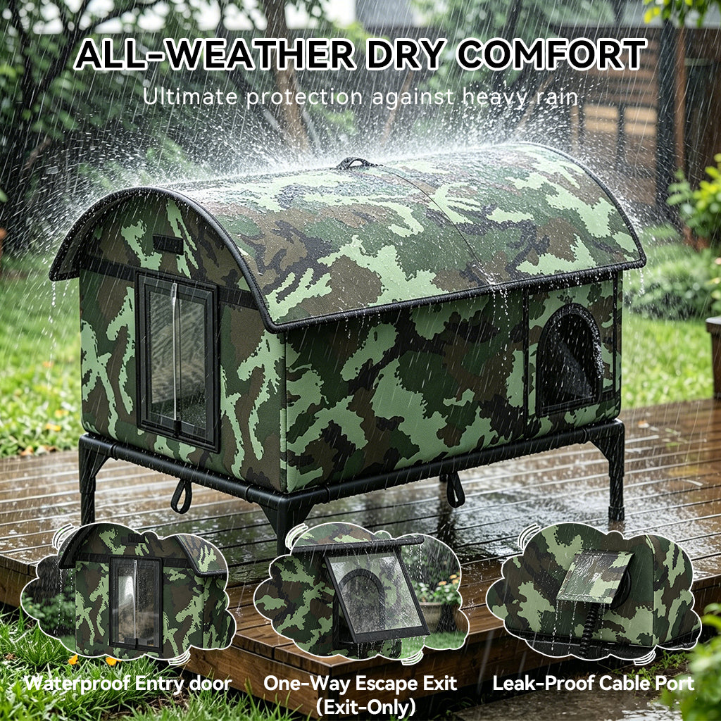 LUCKLIFE® Heated Outdoor Cat House, Weatherproof Shelter with Heating Pad, Winter Use PET06