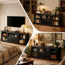 COMHOMA 71"/70"/59" TV Stand up to 80 Inch TV, Modern Farmhouse Entertainment Center with Open Storage Shelves and Cable Management Holes for Living Room H1004