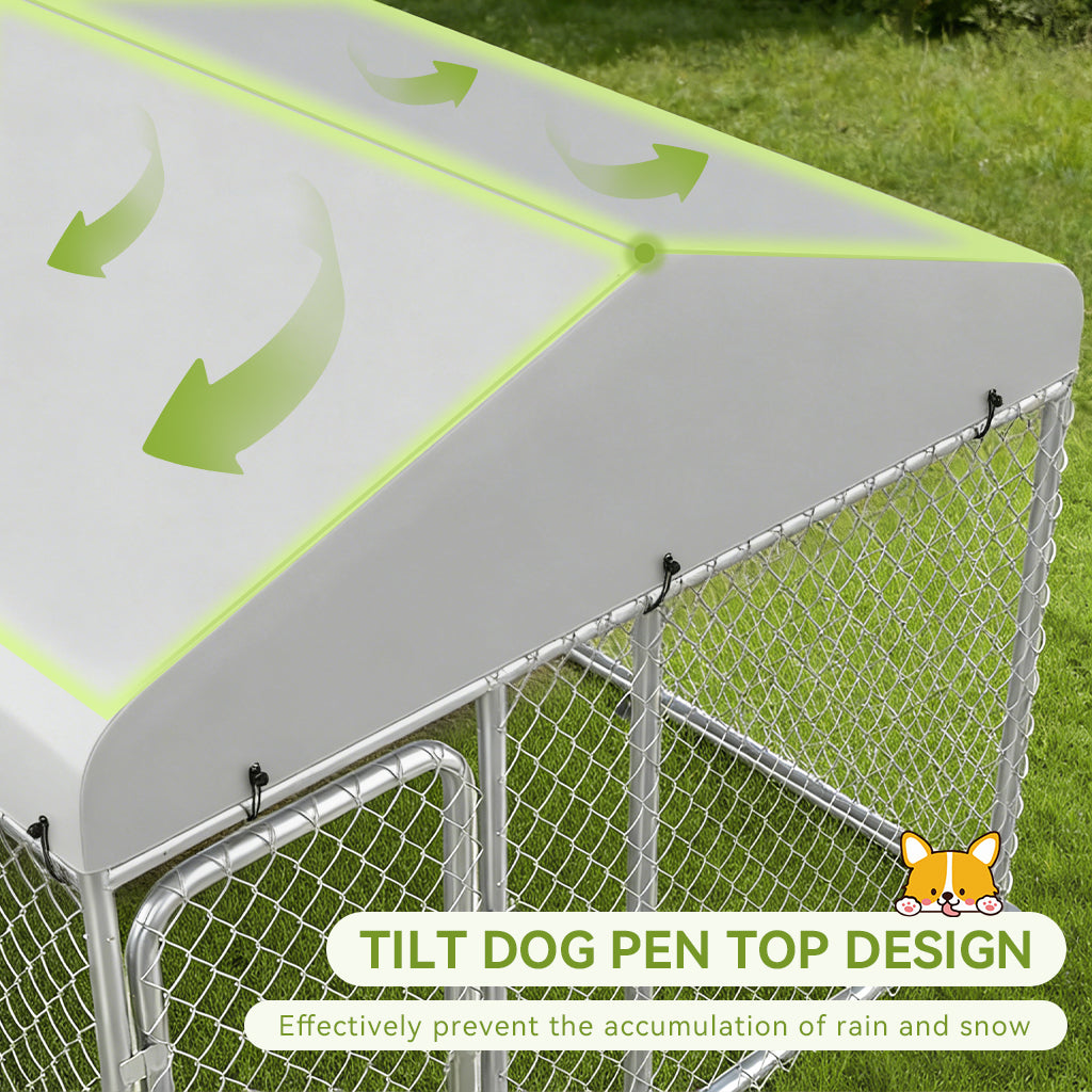 [SUMMER CLEARANCE] 7.5'x7.5'/11'*15' COMHOMA® Outdoor Dog Kennel with All Weather Resistant Roof OT-GD05-2