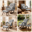 COMHOMA Teddy Fabric Rocking Chair Nursery with Ottoman & Lumber Pillow H007