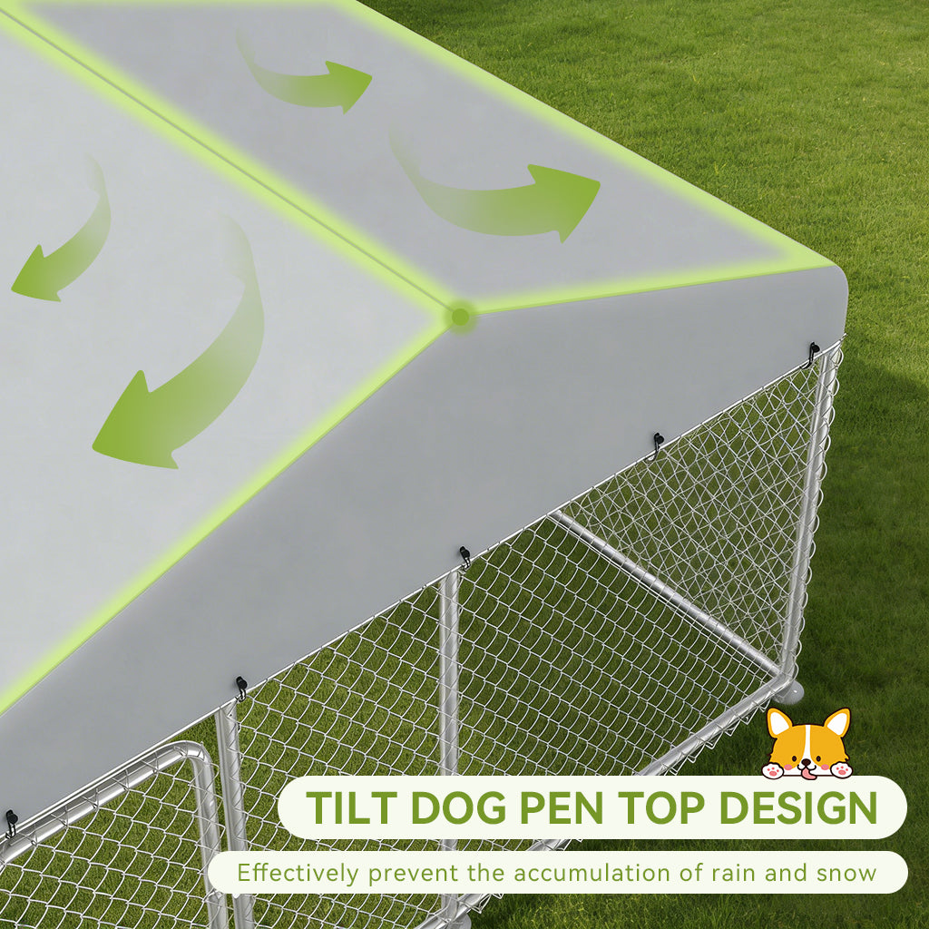 [SUMMER CLEARANCE] 7.5'x7.5'/11'*15' COMHOMA® Outdoor Dog Kennel with All Weather Resistant Roof OT-GD05-2