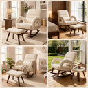 COMHOMA Teddy Fabric Rocking Chair Nursery with Ottoman & Lumber Pillow H007