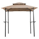 Outdoor Grill Gazebo 8 x 5 Ft, Shelter Tent, Double Tier Soft Top Canopy and Steel Frame with hook and Bar Counters,Khaki