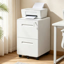 2 Drawer Metal Mobile File Cabinet with Lock, All-Steel Metal Storage Cabinet on 360° Wheels, Fully Assembled, Holds A4/Letter/Legal Files, White Steel Office Storage Cabinet for Home Office