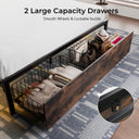 COMHOMA Bed Frame with 2 Storage Drawers & LED BF001