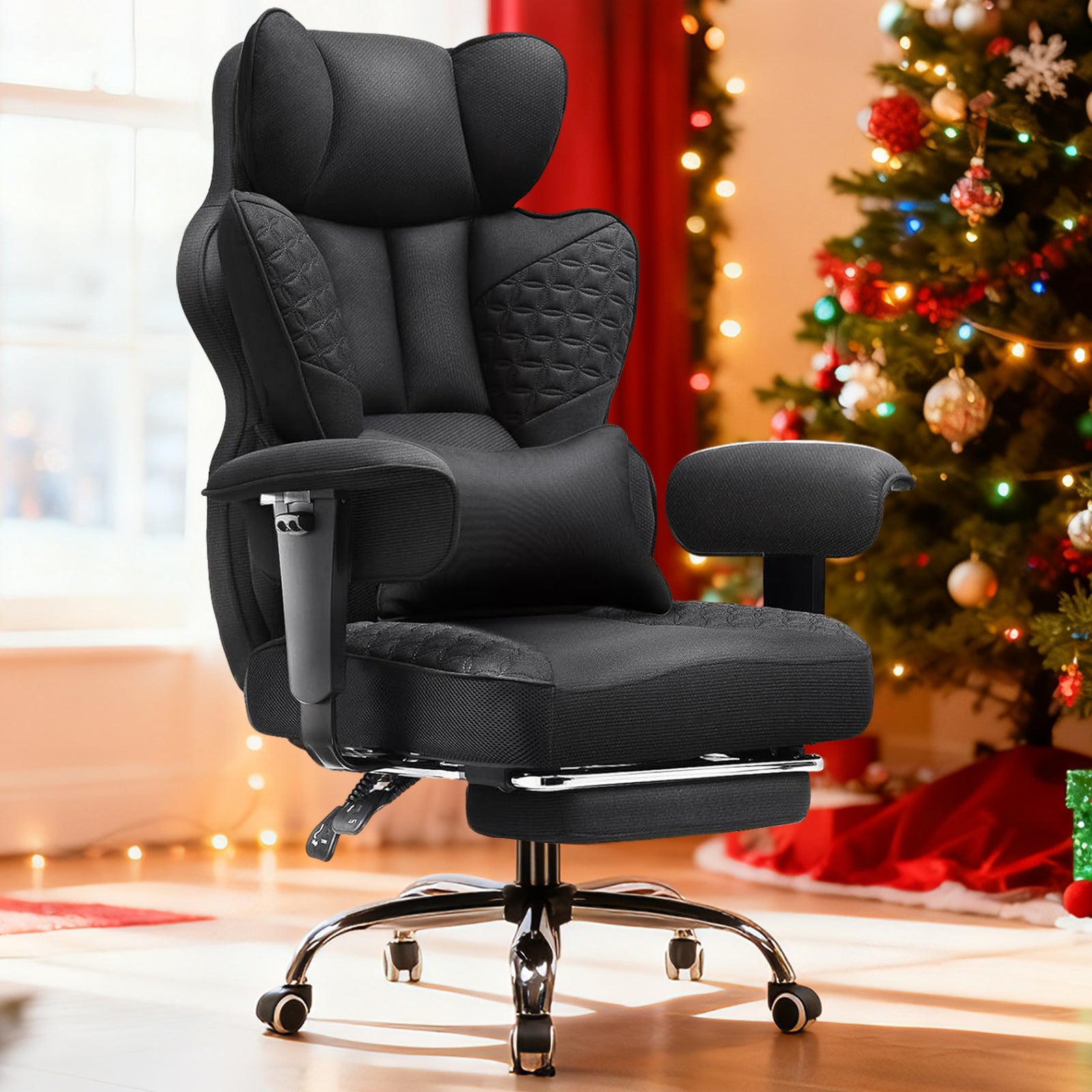 COMHOMA Upgraded Big and Tall Office Chair 400LBS with Pillow, Adjustable Armrest CH510