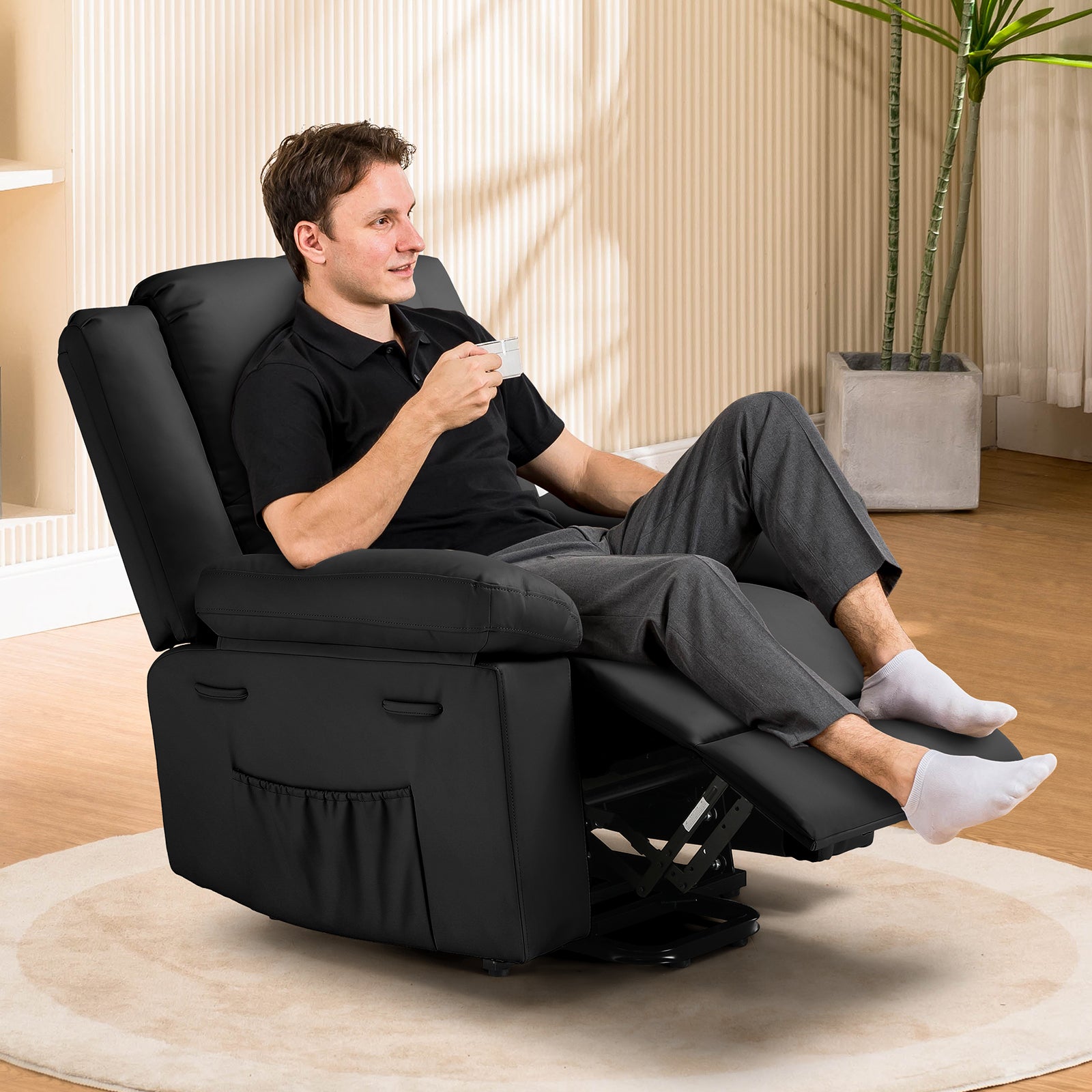 COMHOMA PU Power Lift Recliner with Massage & Heat H7135