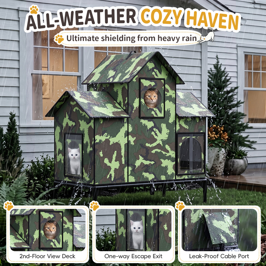 LUCKLIFE® Extra Large Heated Cat House for Outside, 100% Weatherproof, 27.9"W x 16.5"D x 32.7"H, PET07