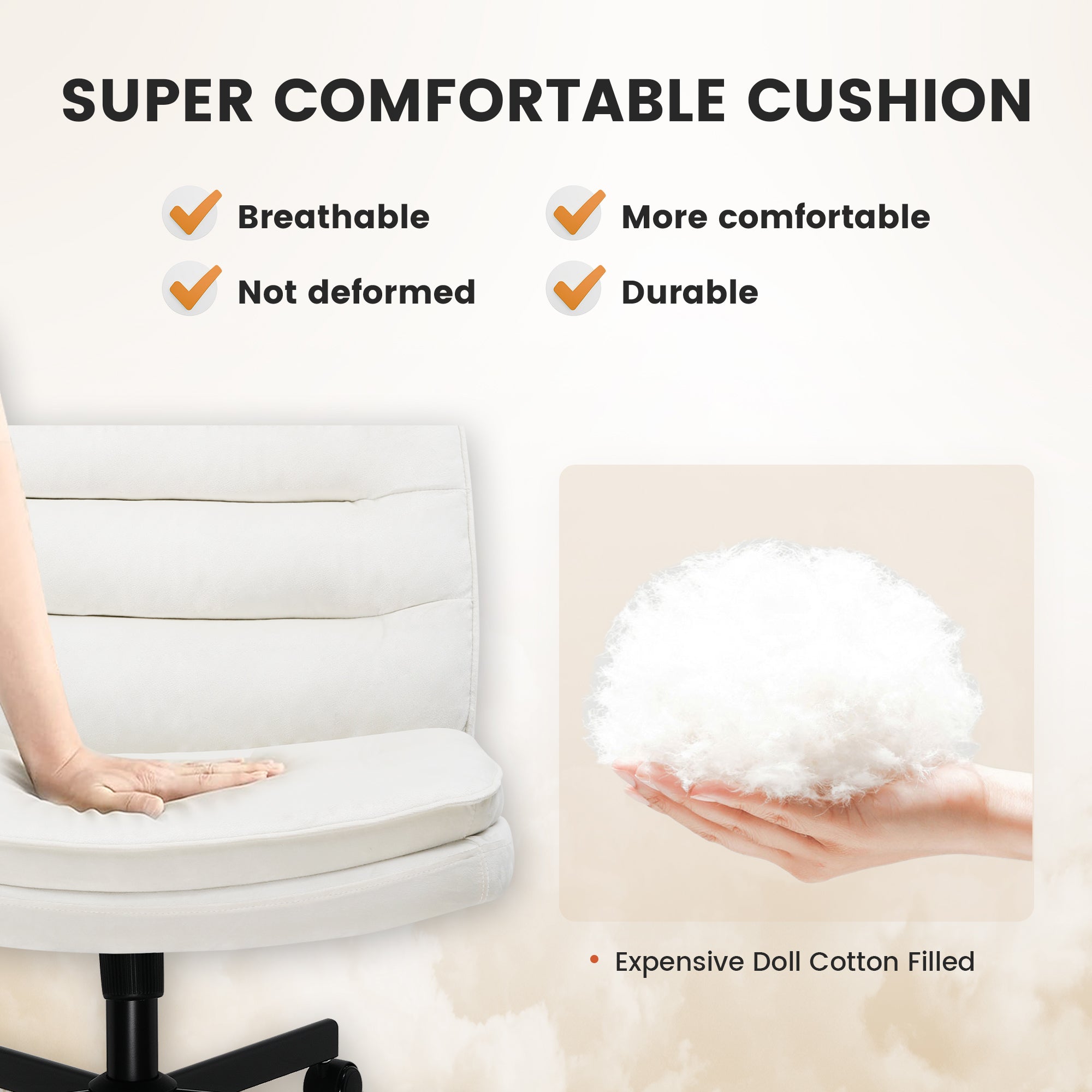 COMHOMA Armless Adjustable Criss Cross Vanity Computer Chair CH310