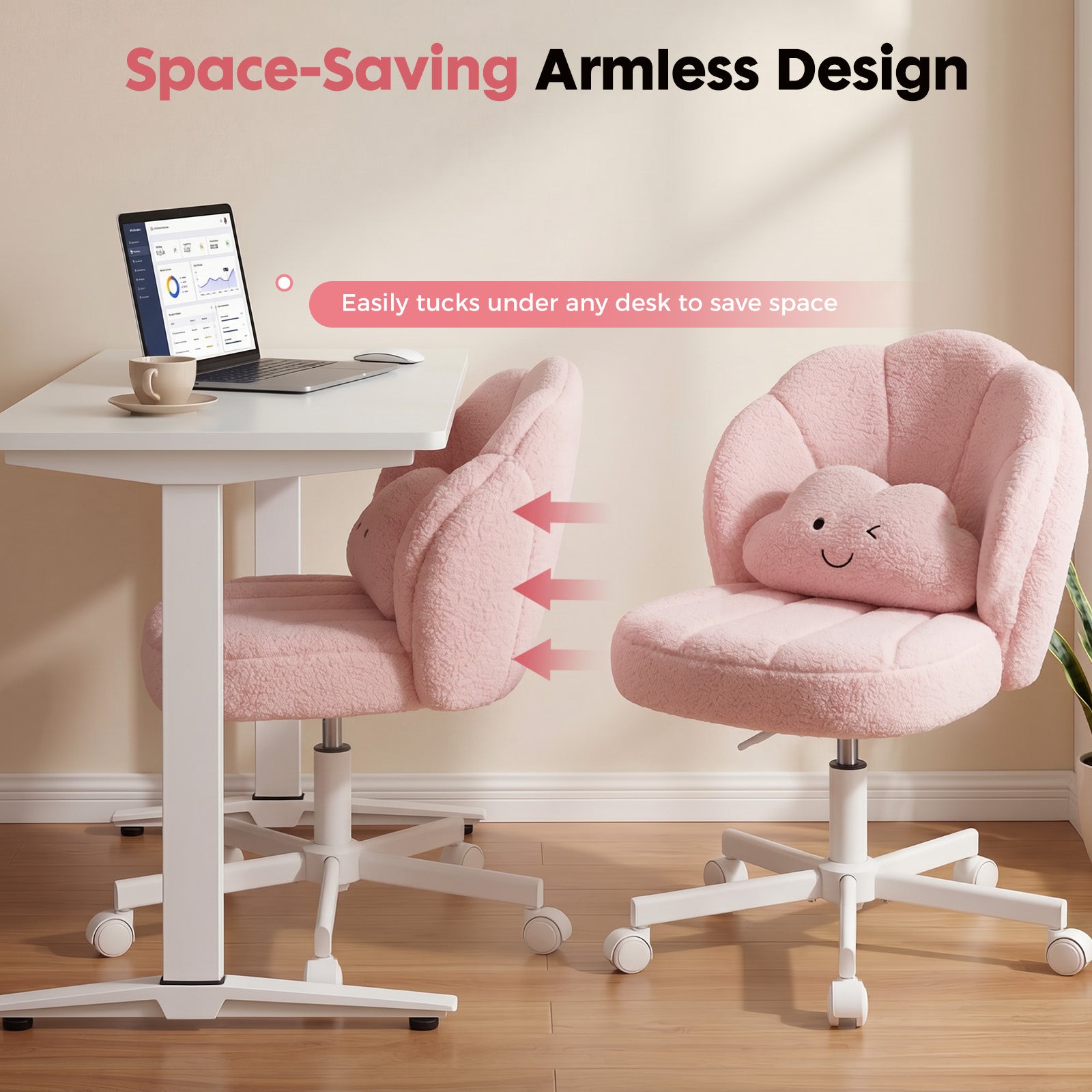 COMHOMA Petal Cute Vanity Chair, Height Adjustable CH718