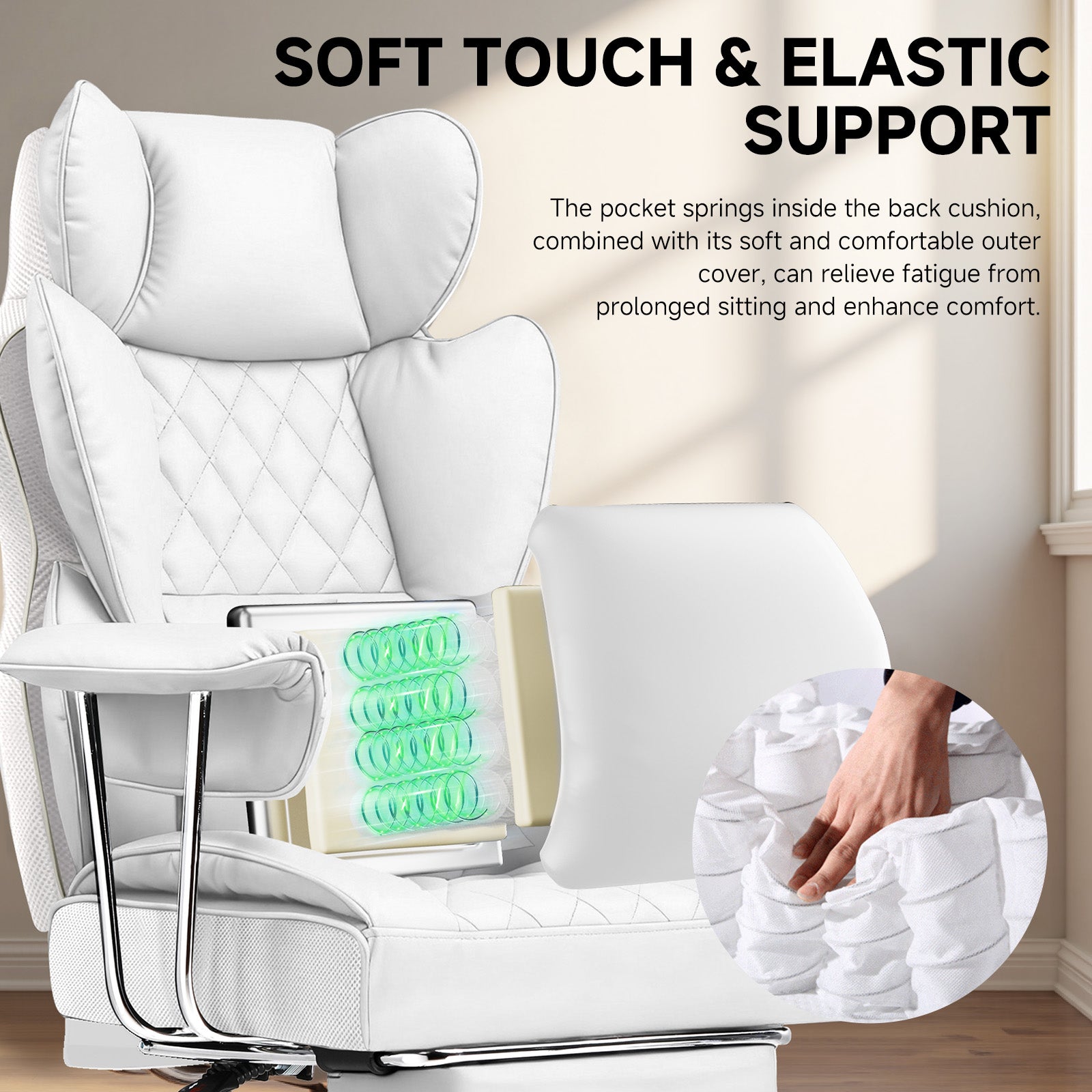 COMHOMA Colorful Big and Tall Office Chair with Lumbar Support & Adjustable Footrest GT205