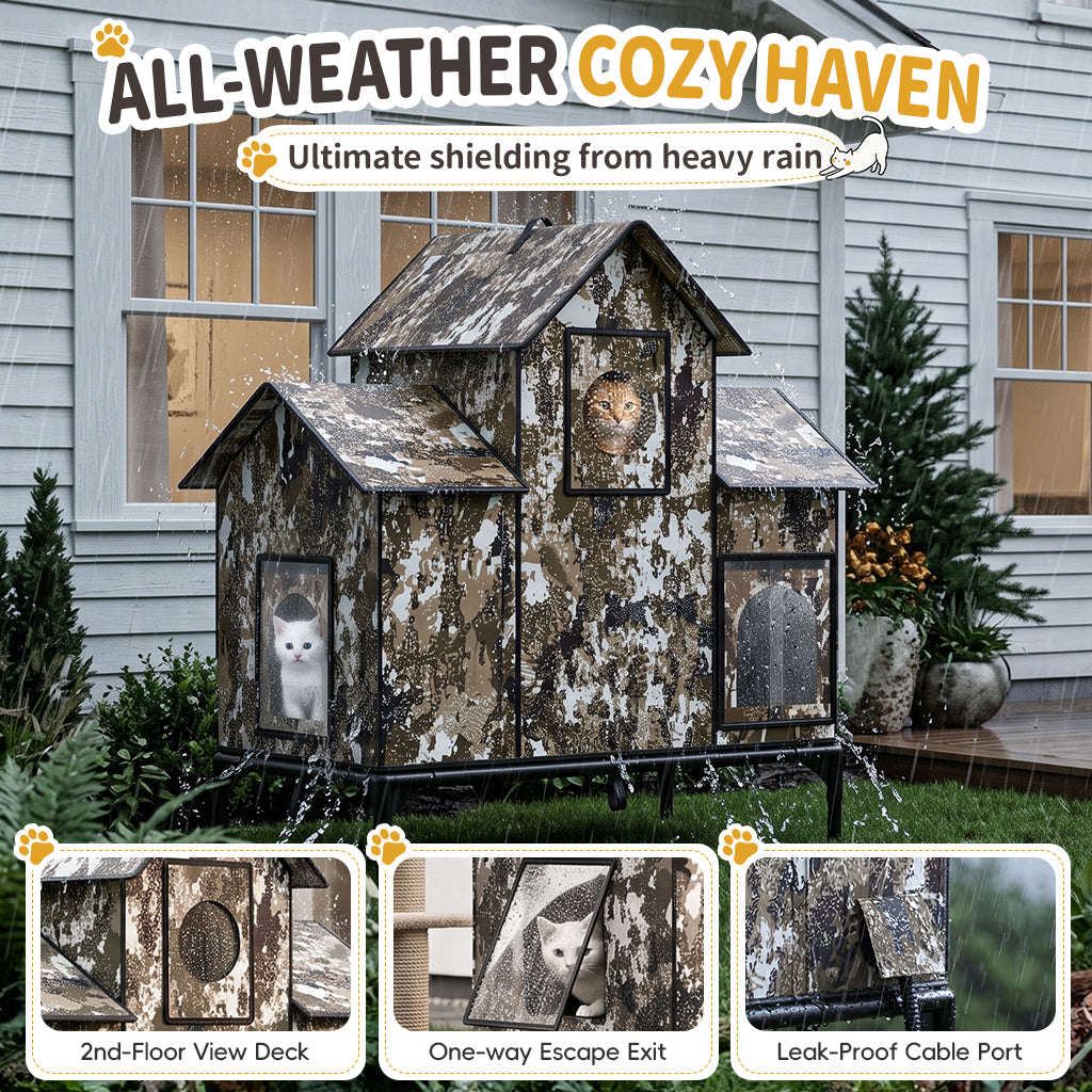 LUCKLIFE® Extra Large Heated Cat House for Outside, 100% Weatherproof, 27.9"W x 16.5"D x 32.7"H, PET07