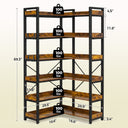 COMHOMA 5-Tier/6-Tier Corner Bookshelf, L-Shaped Metal Frame Shelf with Tall 14" Shelves HBOK1