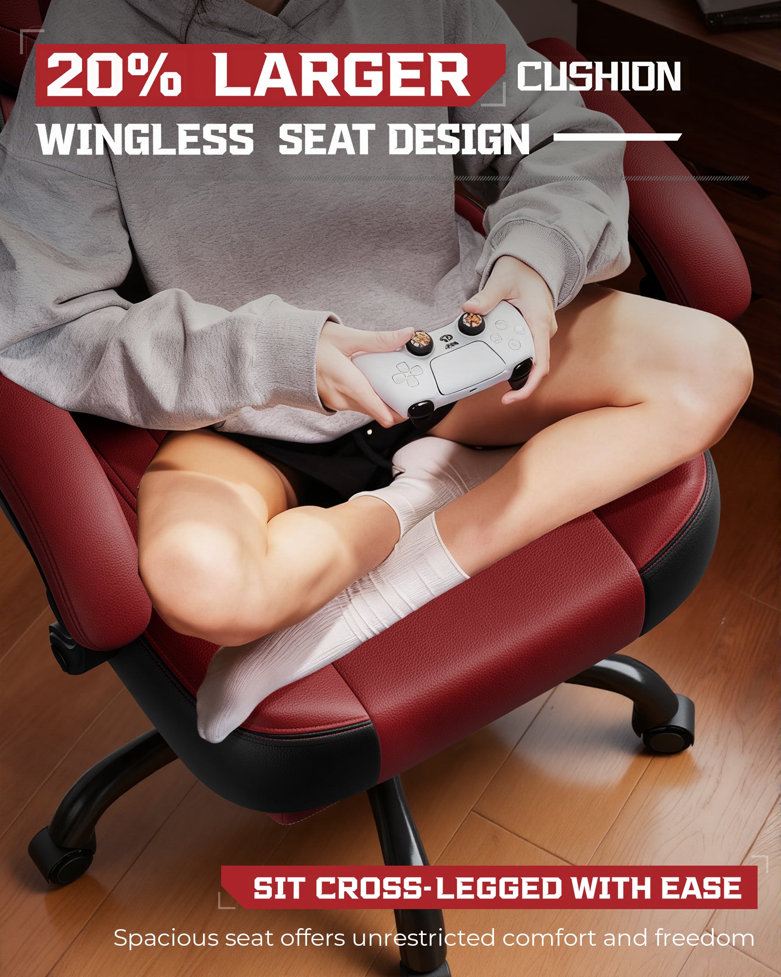 LUCKRACER Big and Tall Gaming Chair 350lbs with Footrest LR408