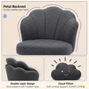Dark gray ergonomic office chair with petal-shaped backrest, double-layer design for extra support, and a soft cloud-shaped lumbar pillow, suitable for makeup vanities and office desks.