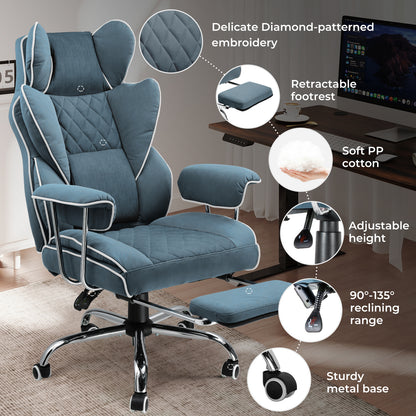 COMHOMA Leather Game & Office Chair with Lumbar Support & Adjustable Footrest GT205