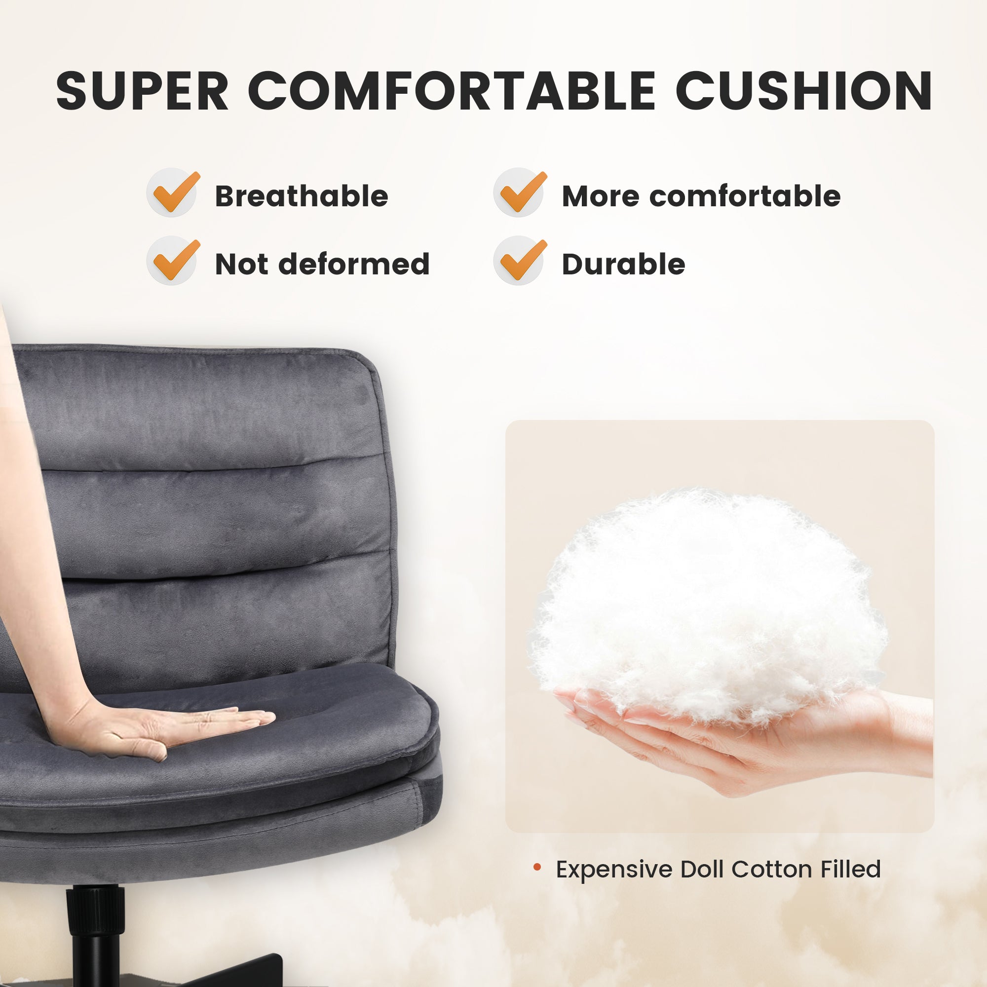 COMHOMA Armless Adjustable Criss Cross Vanity Computer Chair CH310