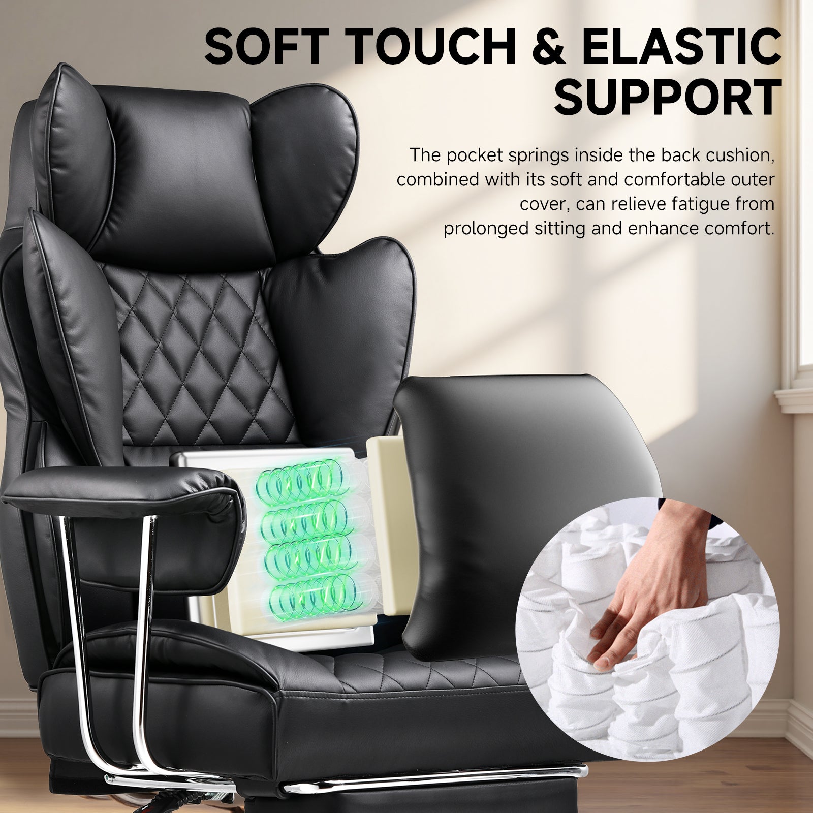 Chair back with pocket springs feature diagram