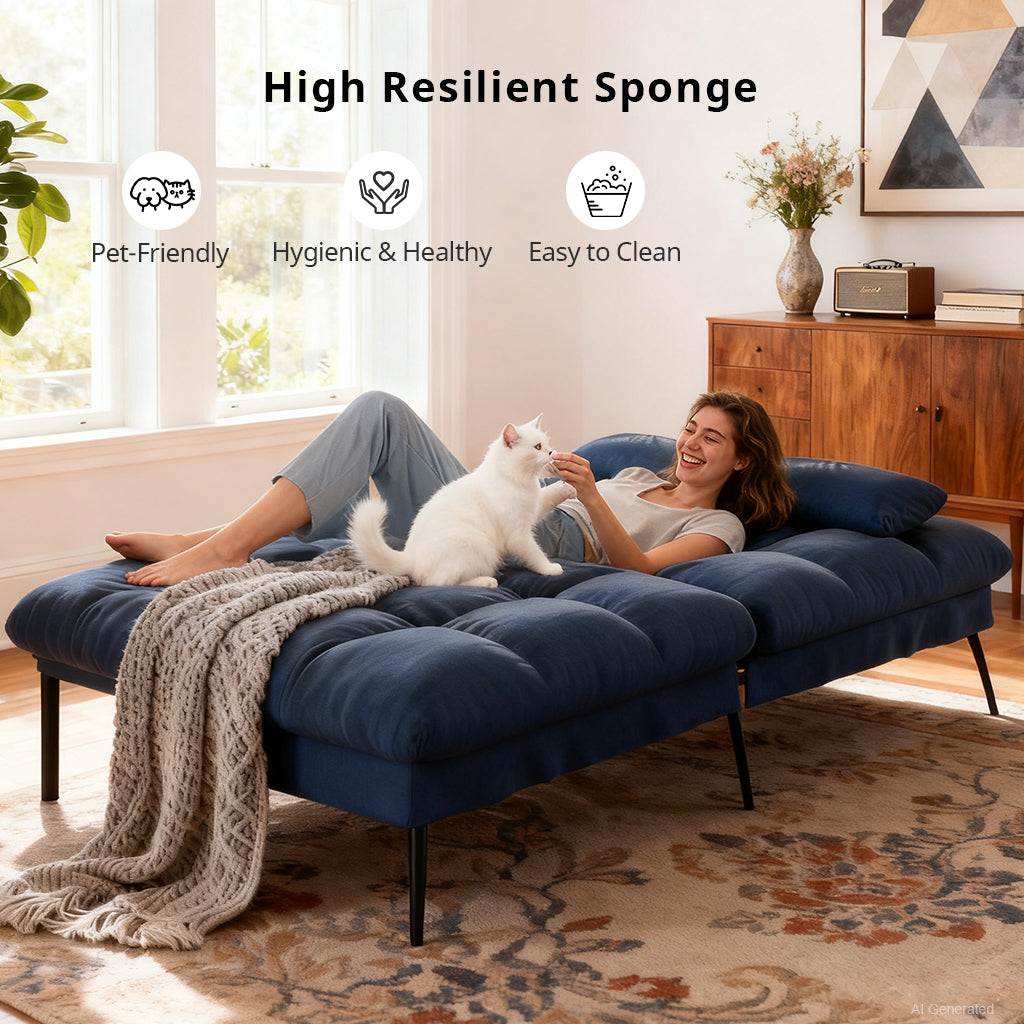 COMHOMA® 72“ Convertible Futon Sofa Bed with Adjustable Backrest B001