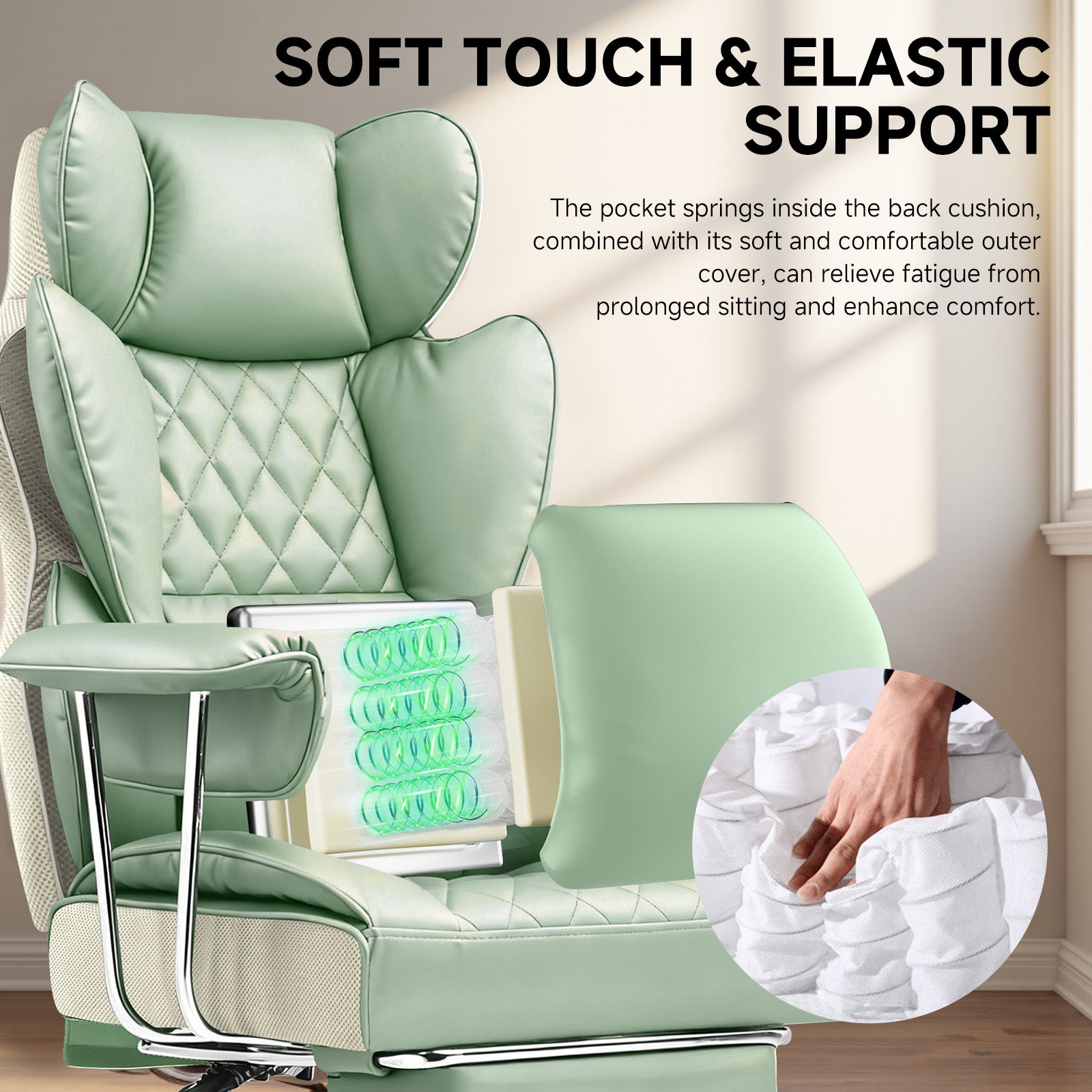 COMHOMA Colorful Big and Tall Office Chair with Lumbar Support & Adjustable Footrest GT205