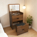 3-in-1 Vanity Desk with Lighted Mirror & Stool, Flip Top Makeup Dressing Table, Compact Storage for Bedroom, Bathroom, Dressing Room(23.62'L, Walnut)