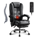 Massage Office Chair with Heat and 6 Vibration Points,Executive Office Chair with Foot Rest and Padded Armrests,Reclining Backrest and Wheels