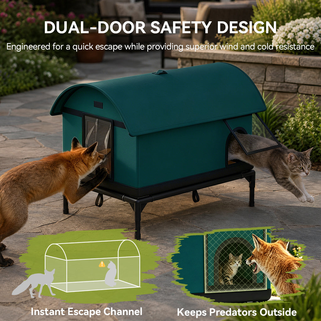 LUCKLIFE® Heated Outdoor Cat House, Weatherproof Shelter with Heating Pad, Winter Use PET06