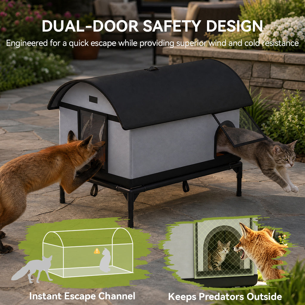 LUCKLIFE® Heated Outdoor Cat House, Weatherproof Shelter with Heating Pad, Winter Use PET06