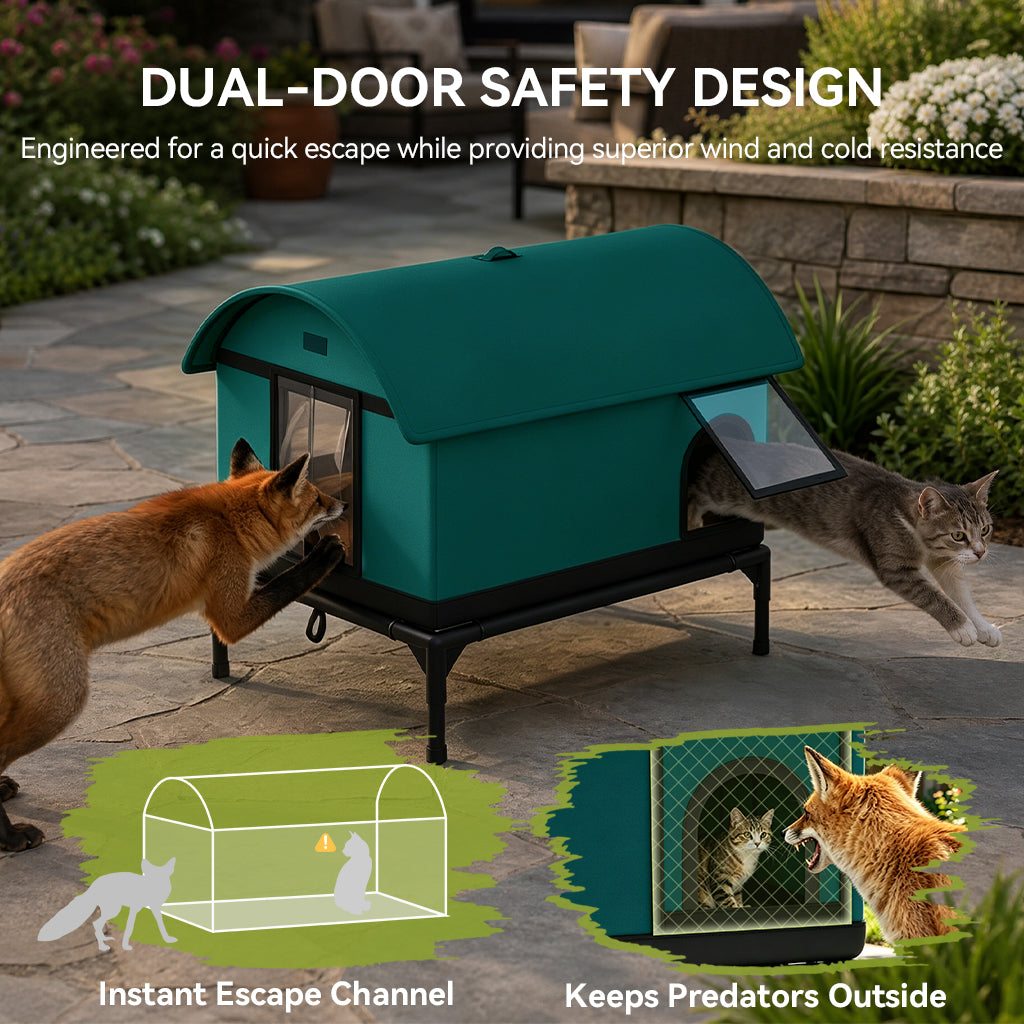 LUCKLIFE® Heated Outdoor Cat House, Weatherproof Shelter with Heating Pad, Winter Use PET06