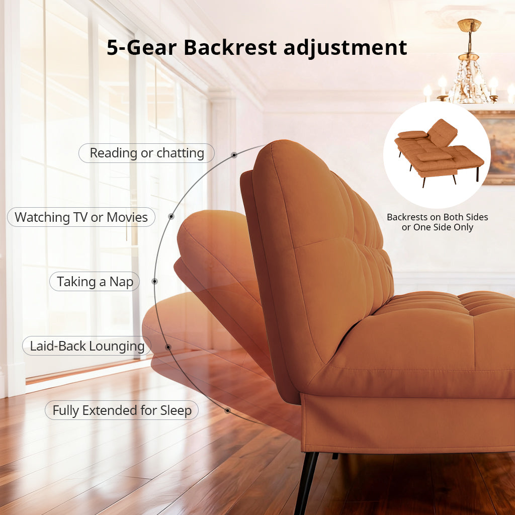 COMHOMA 72“ Convertible Futon Sofa Bed with Adjustable Backrest B001