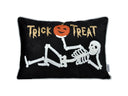Trick or Treat Skeleton Velvet Throw Pillow – Halloween Lumbar Accent
